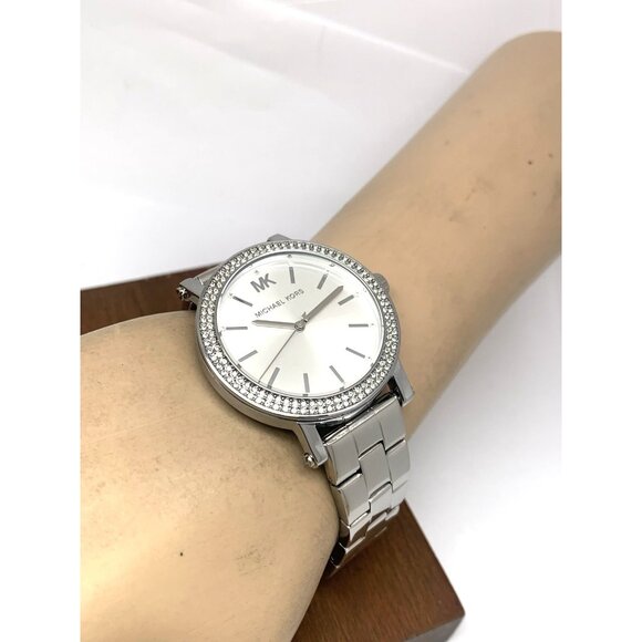 Michael Kors Women's Watch MK7347 Corey Quartz Gemmed Silver Stainless Steel - Picture 6 of 14